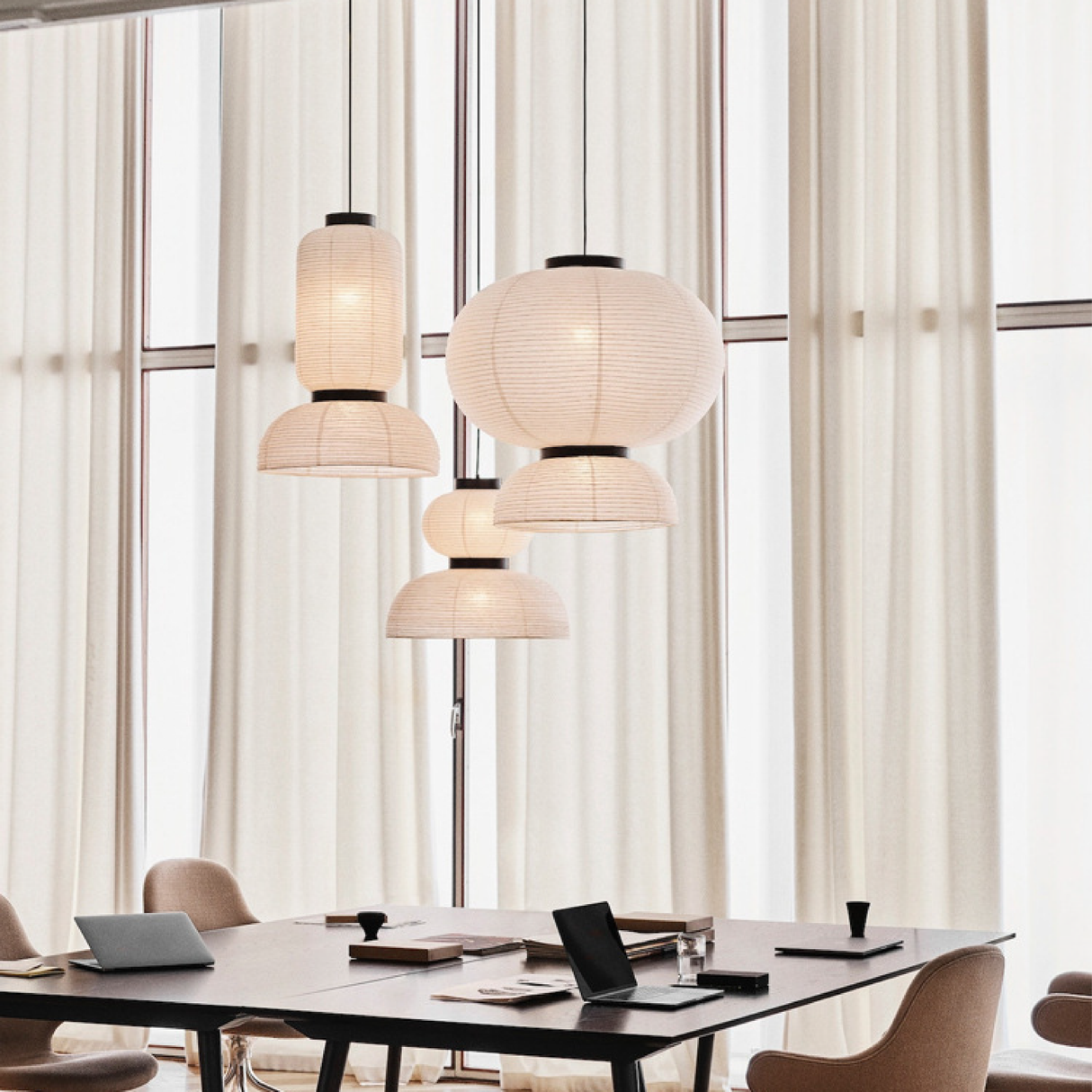 Japanese Pendant Light Wabi Sabi Paper Lantern Design - Product example