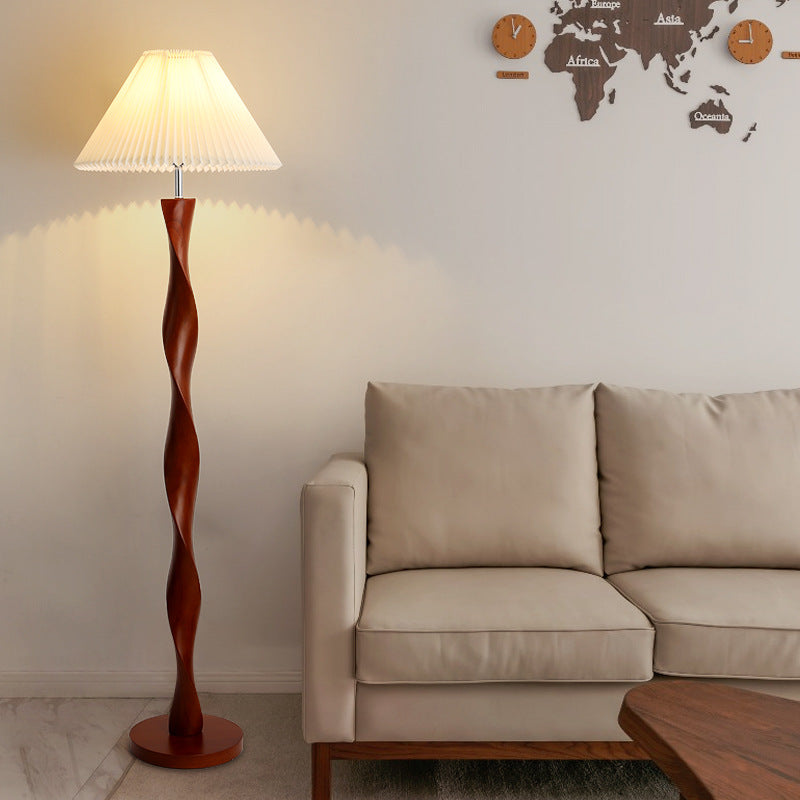Japanese Floor Lamp Twisted Walnut Wood Design - Product example