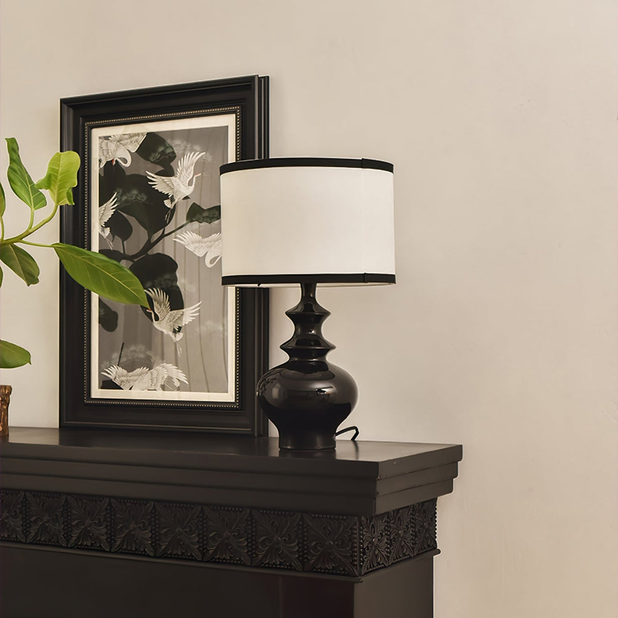 Ceramic Table Lamp Black Base White Shade Design - Product detail 6