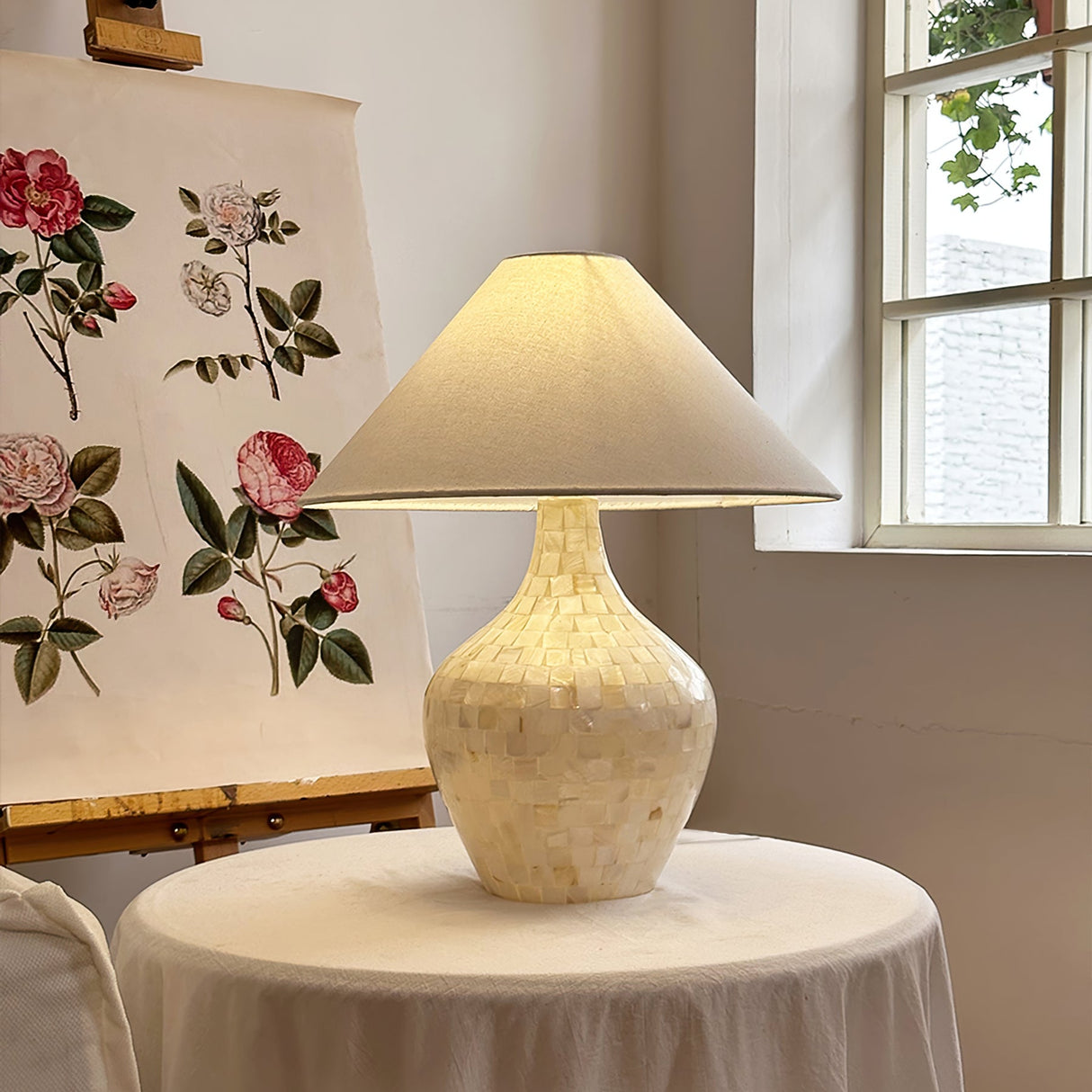 Mosaic Table Lamp Mother of Pearl Shell Design - Product detail 7