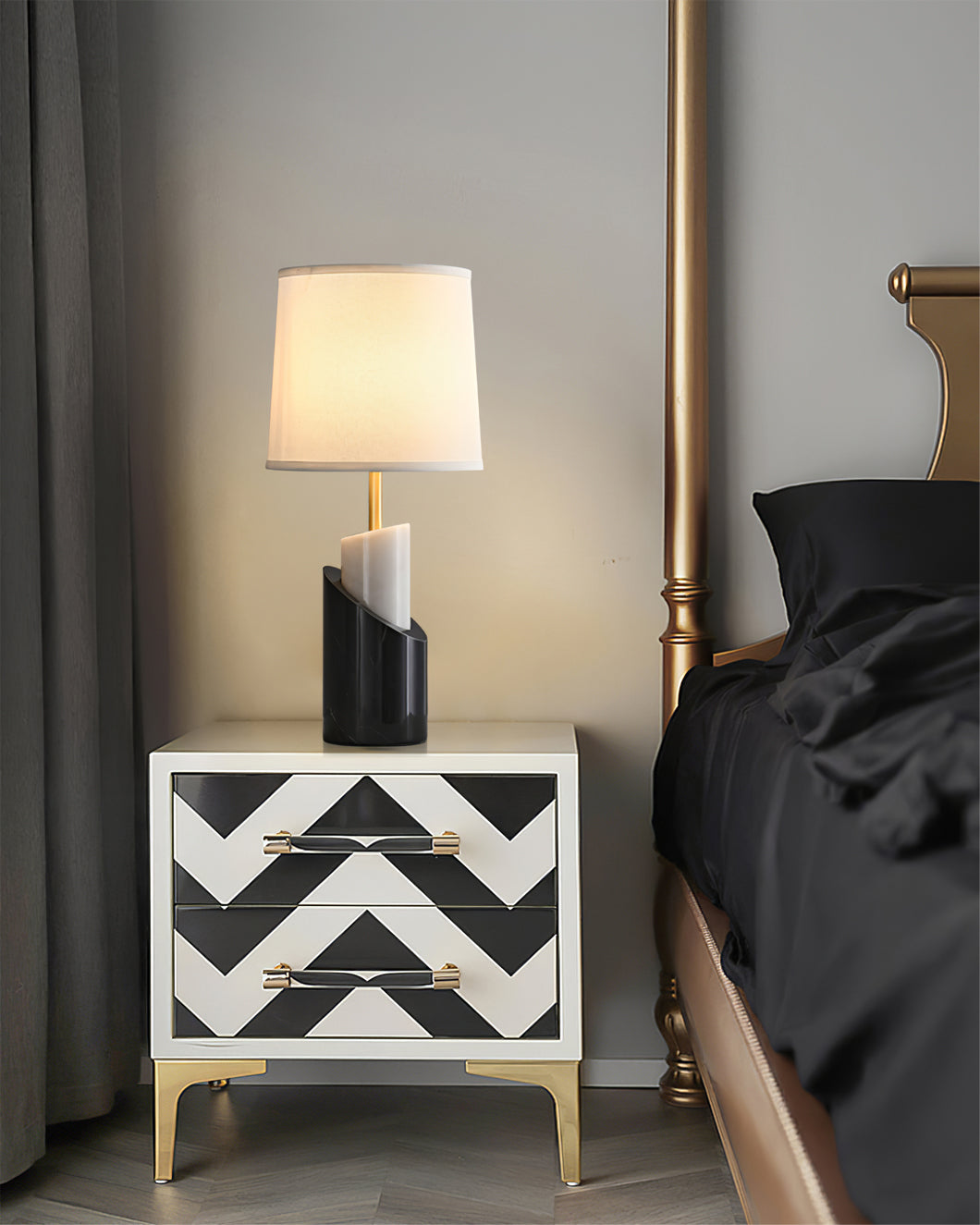 Modern Wall Sconce Marble Base with Brass Accents - Product detail 6