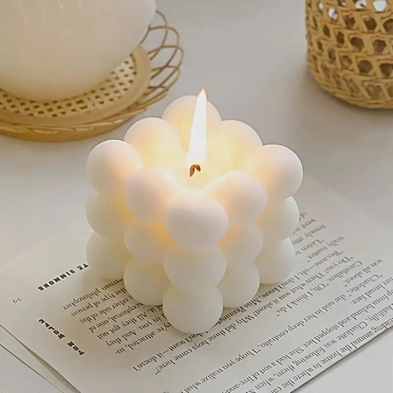 Bubble Cube Candle Modern Beeswax Design - Product example
