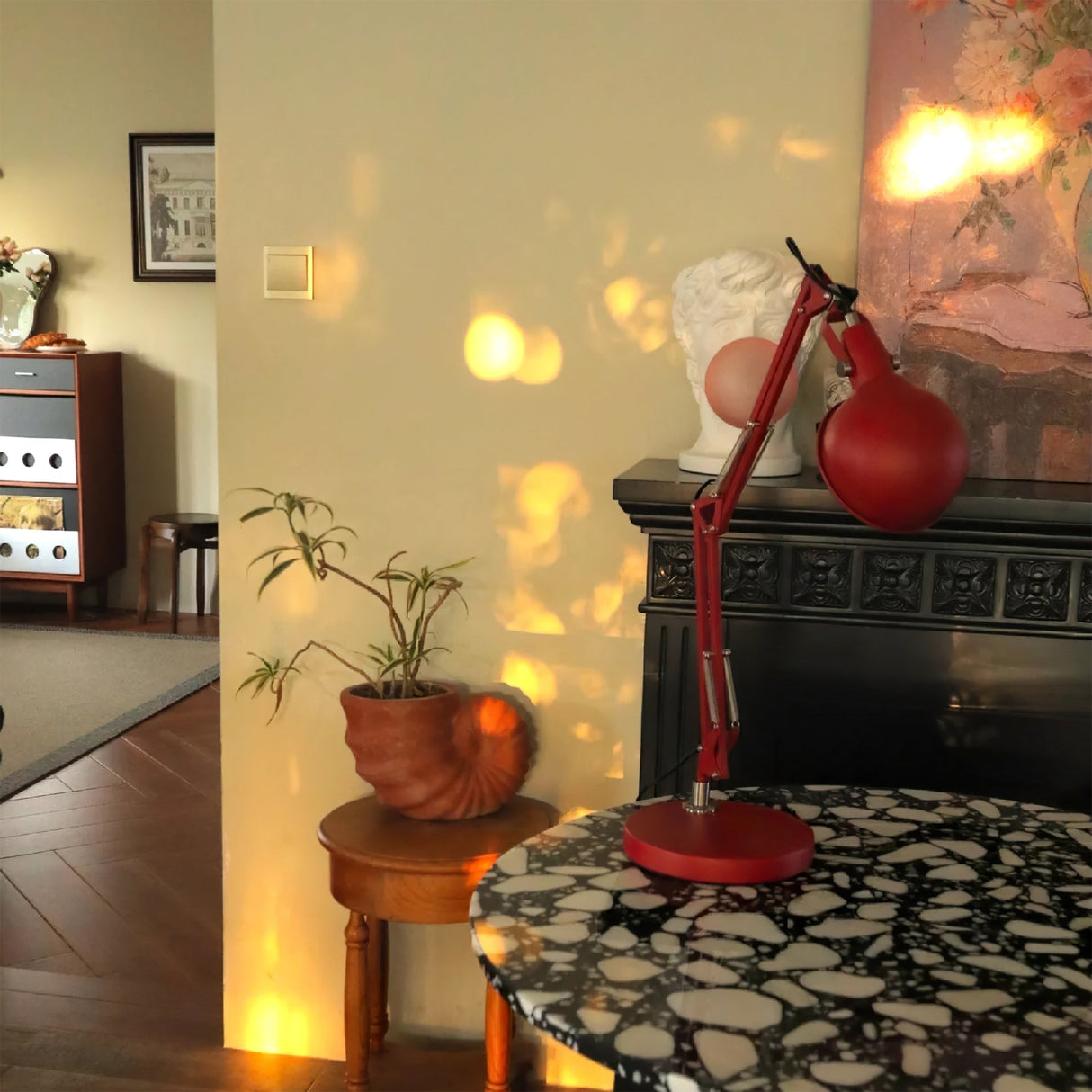 Adjustable Task Lamp Red Metal Swing Arm Design - Product detail 12