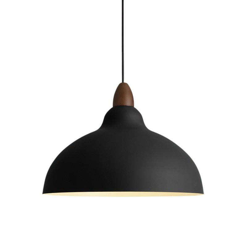 Scandinavian Pendant Light Wood Accent Dome Shade - Product detail 7