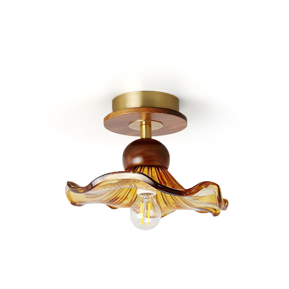 Artisan Ceiling Light Amber Glass Wave Design - Product detail 11