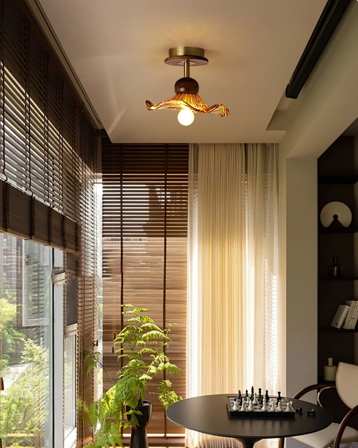 Artisan Ceiling Light Amber Glass Wave Design - Product detail 8