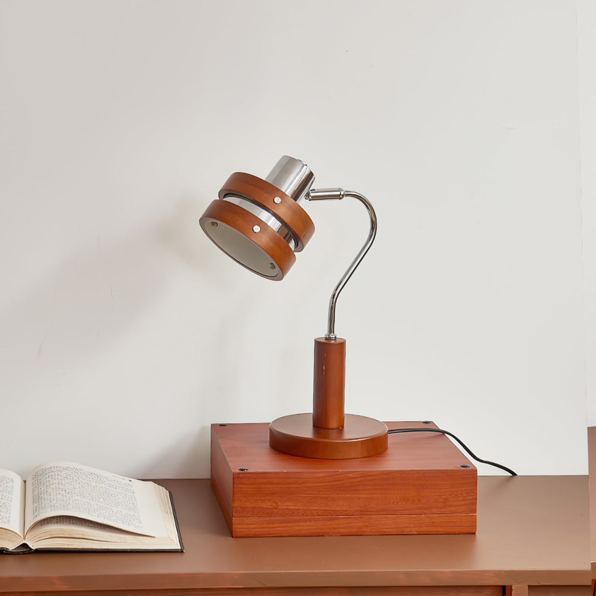 Modern Table Lamp Chrome Wood Design - Product detail 14