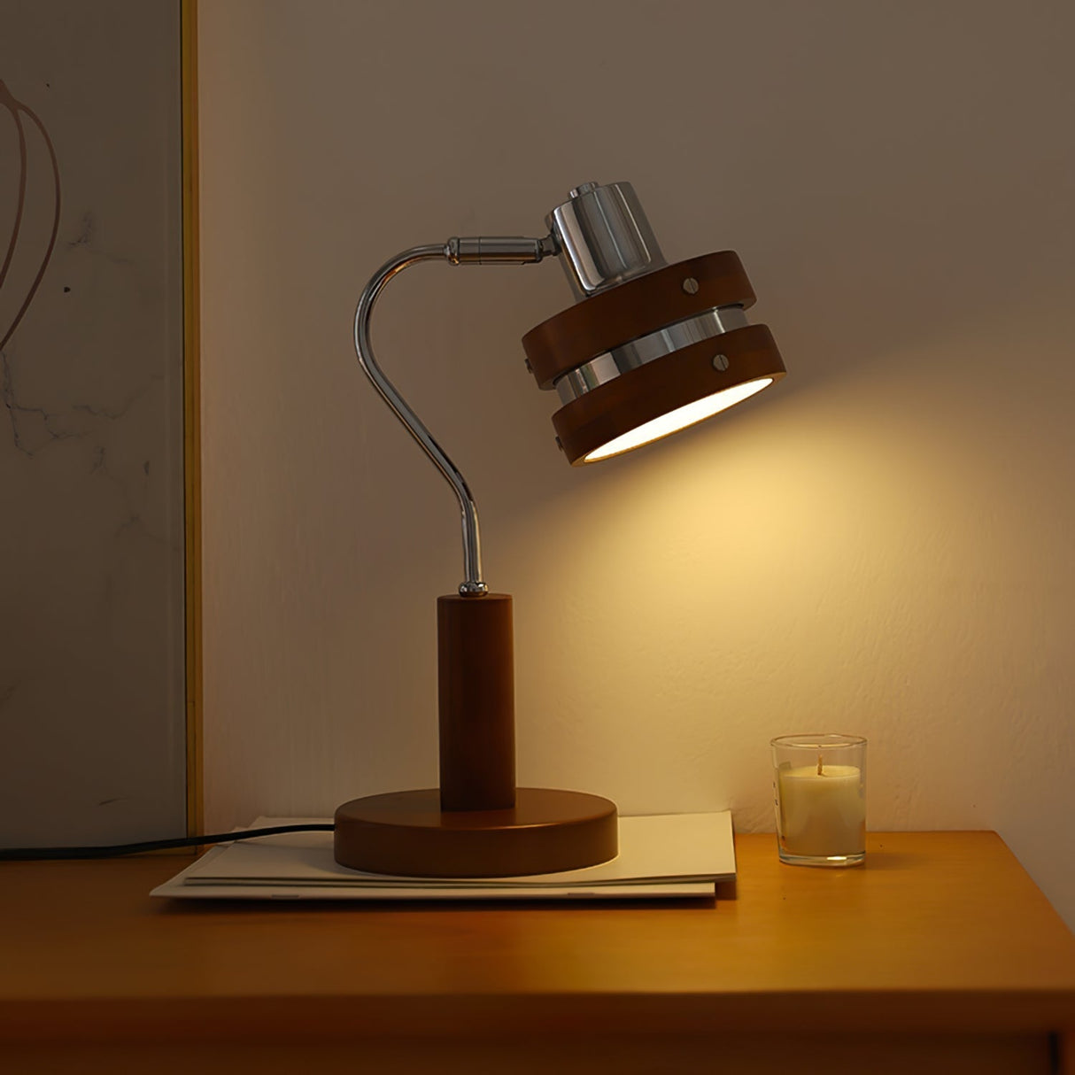 Modern Table Lamp Chrome Wood Design - Product detail 13