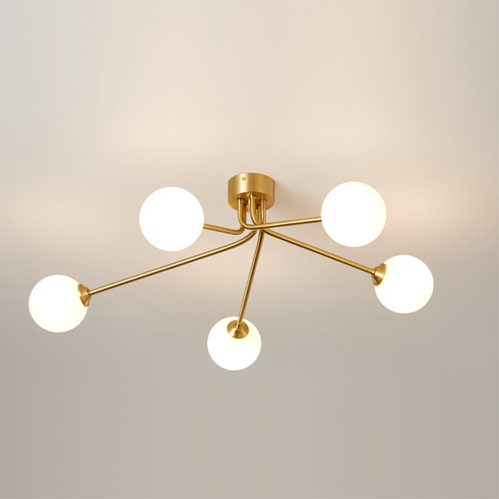 Modern Molecular Ceiling Light Brass Arms White Glass Globes - Product detail 14