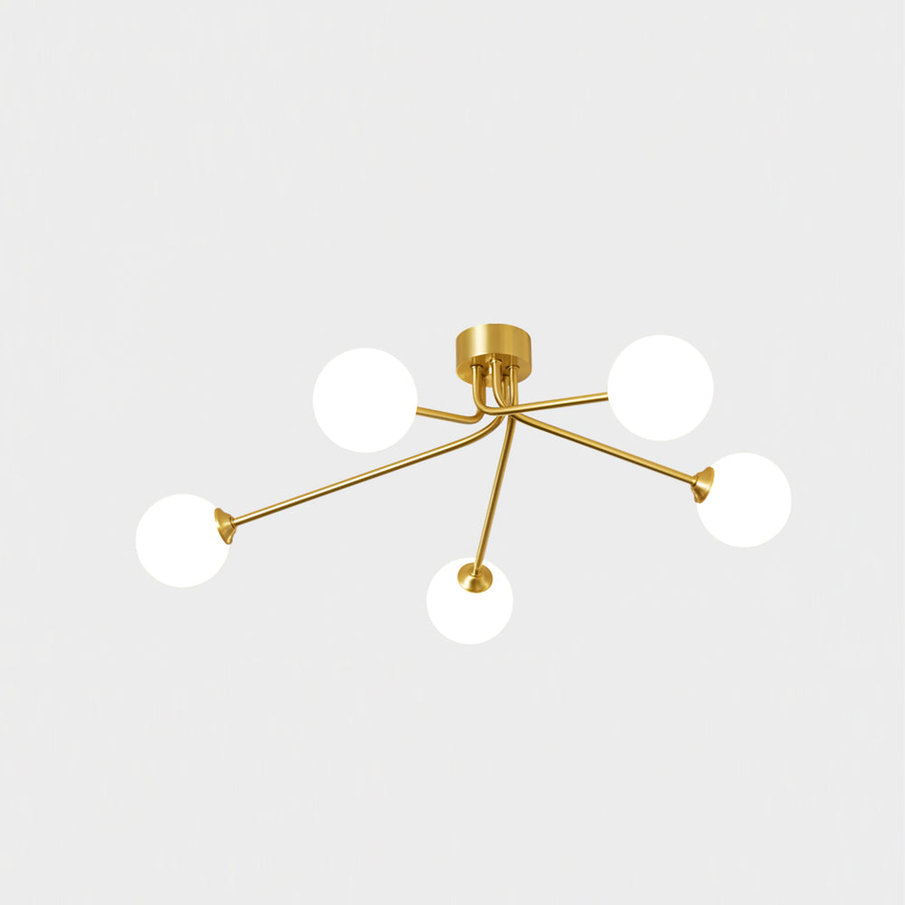 Modern Molecular Ceiling Light Brass Arms White Glass Globes - Product detail 16