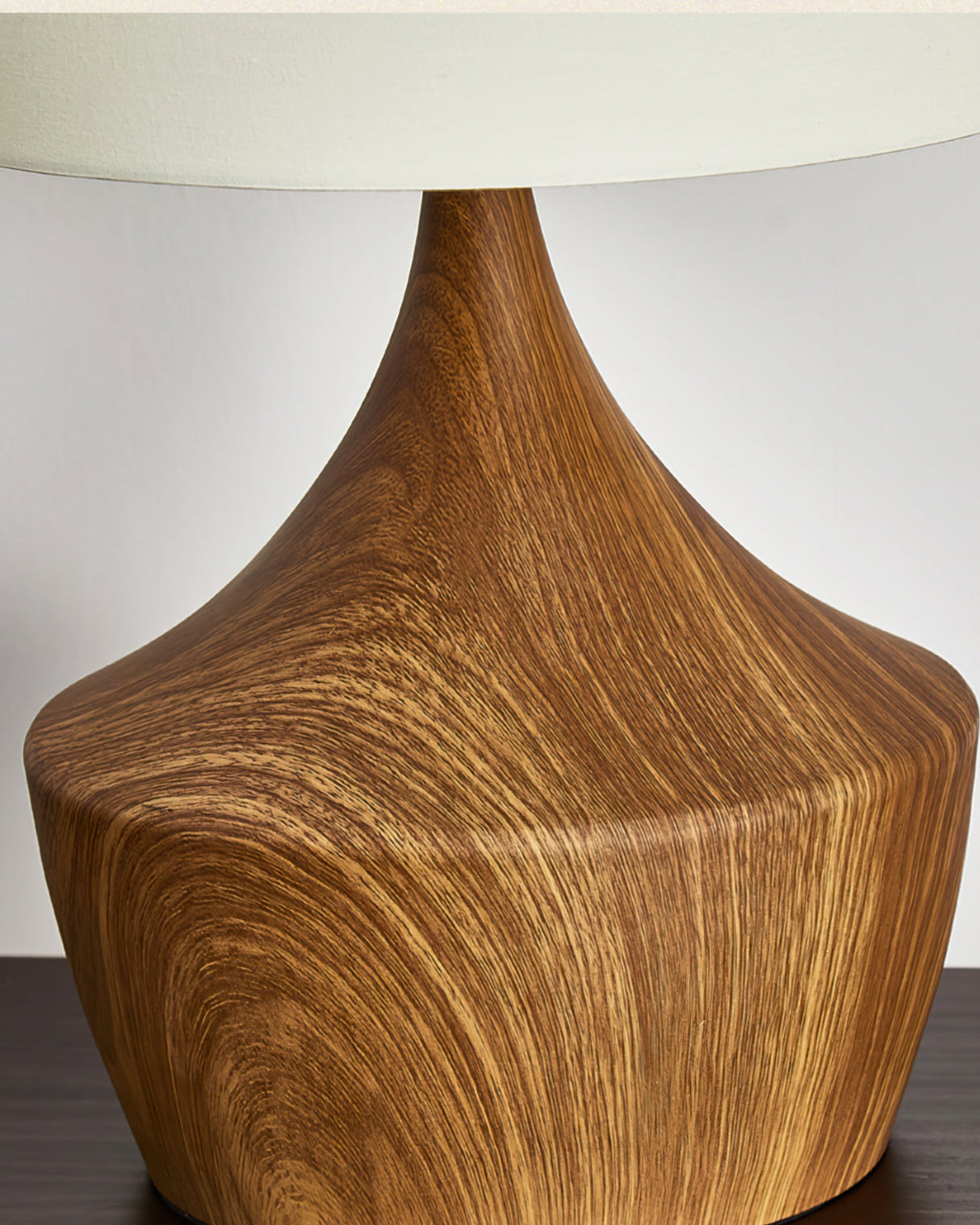 Modern Table Lamp Walnut Wood Base With Cream Shade - Product detail 4