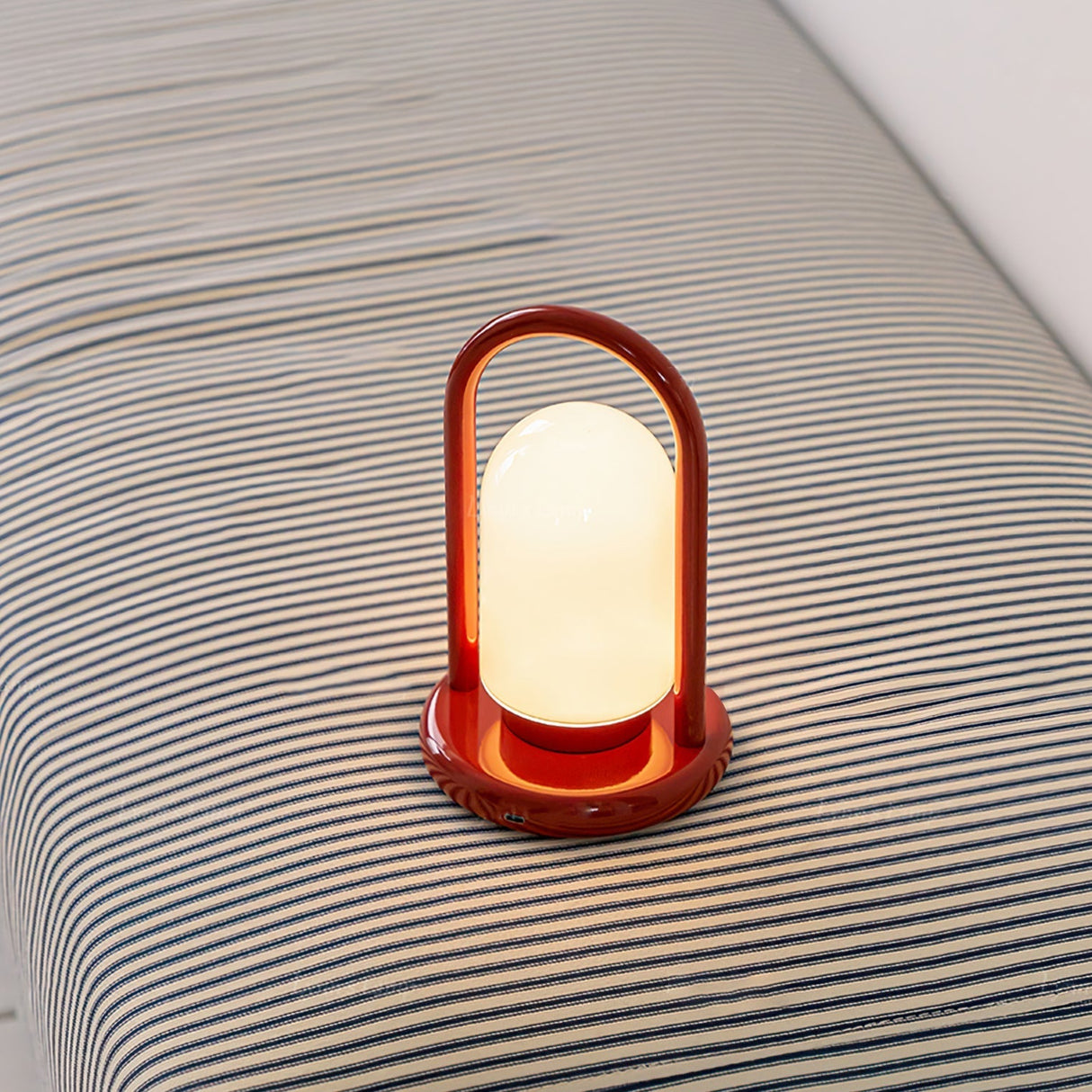 Portable LED Table Lamp Modern Metal Frame Glass Shade - Product example