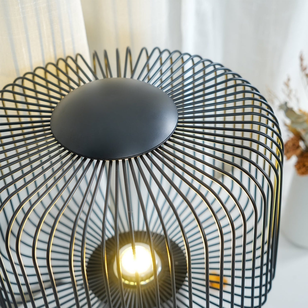Modern Table Lamp Black Marble Base with Wire Cage Shade - Product detail 8