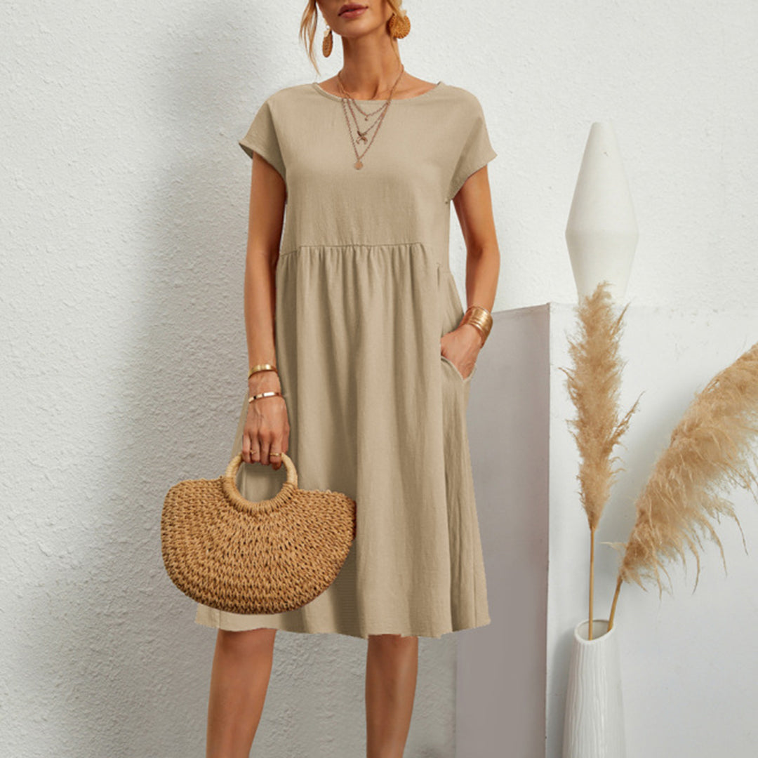 Cotton Summer Midi Dress Relaxed Fit With Pockets - Product detail 8