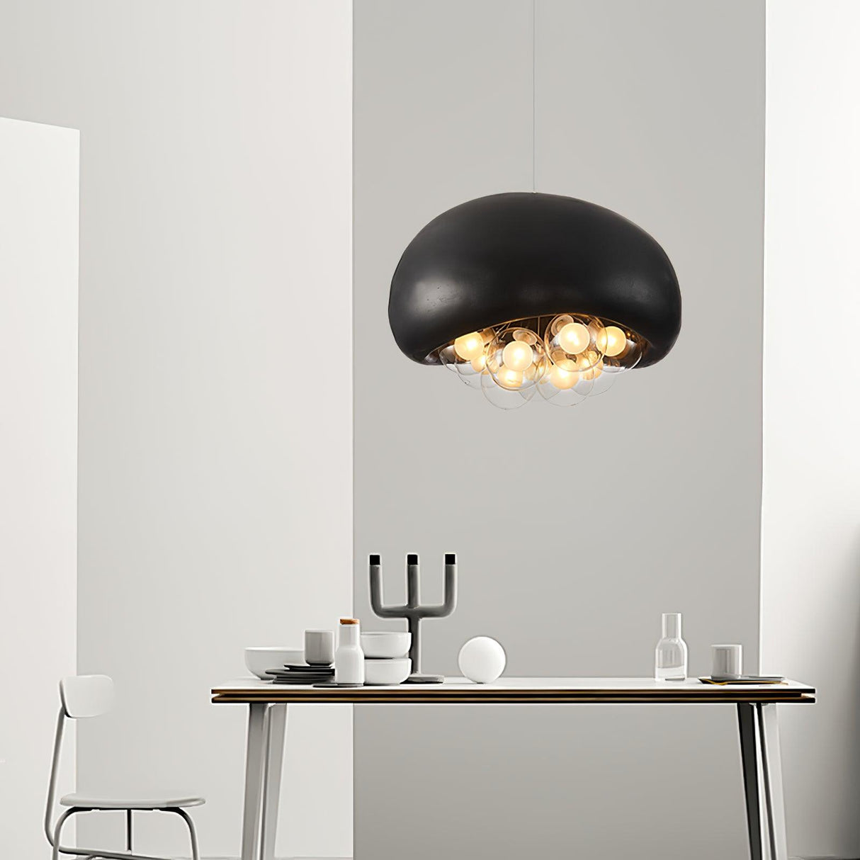 Modern Bubble Ceiling Light Matte Black Dome With Glass Spheres - Product detail 5