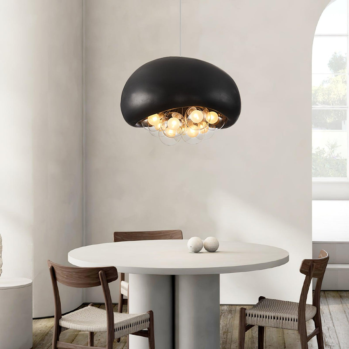 Modern Bubble Ceiling Light Matte Black Dome With Glass Spheres - Product showcase