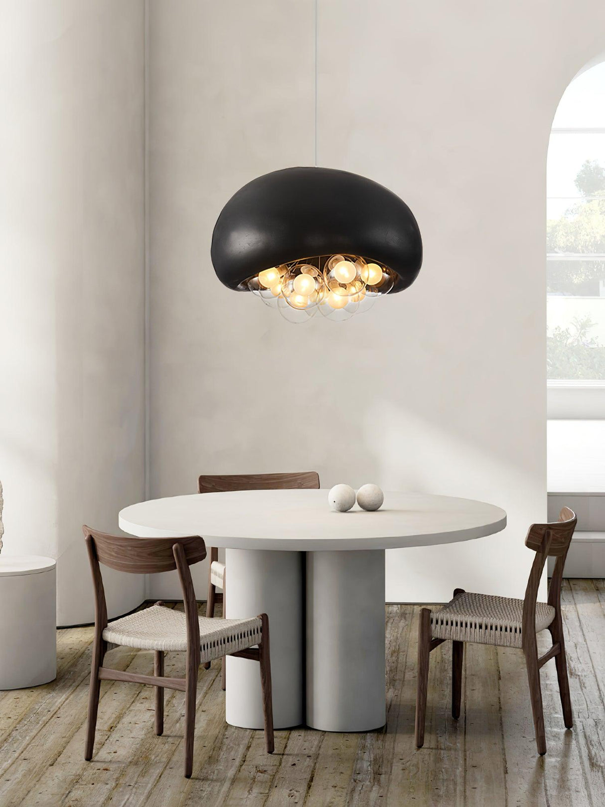 Modern Bubble Ceiling Light Matte Black Dome With Glass Spheres - Product detail 14