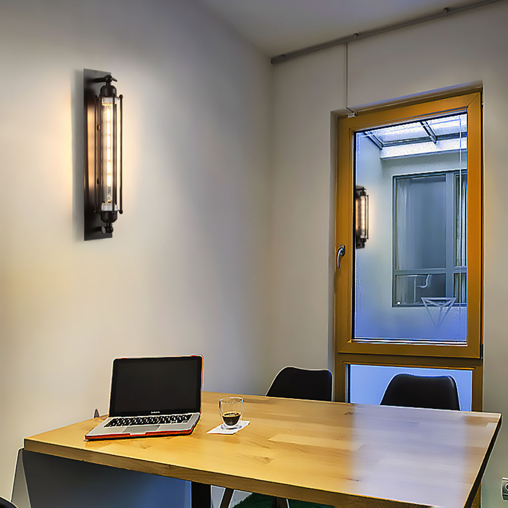 Industrial Wall Light Elongated Tube Design with LED - Detailed view