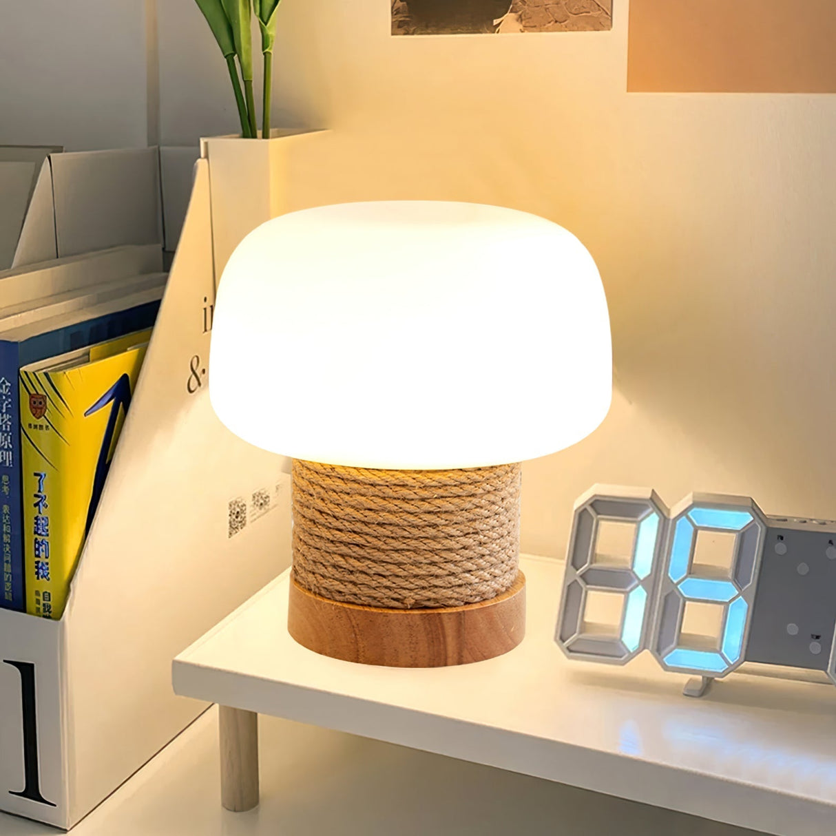Modern Table Lamp Glass Shade with Hemp Cord Base - Product detail 13