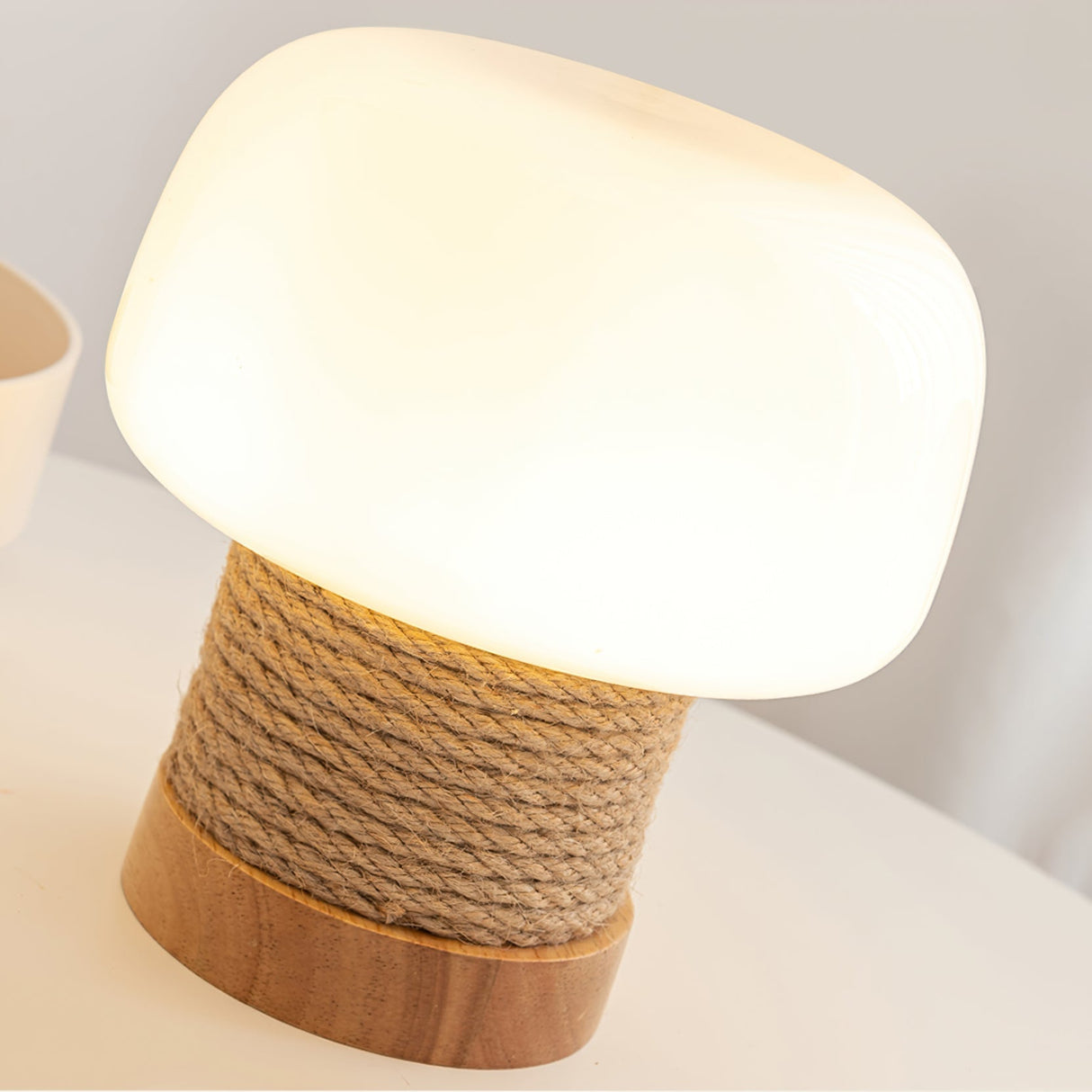 Modern Table Lamp Glass Shade with Hemp Cord Base - Product detail 7