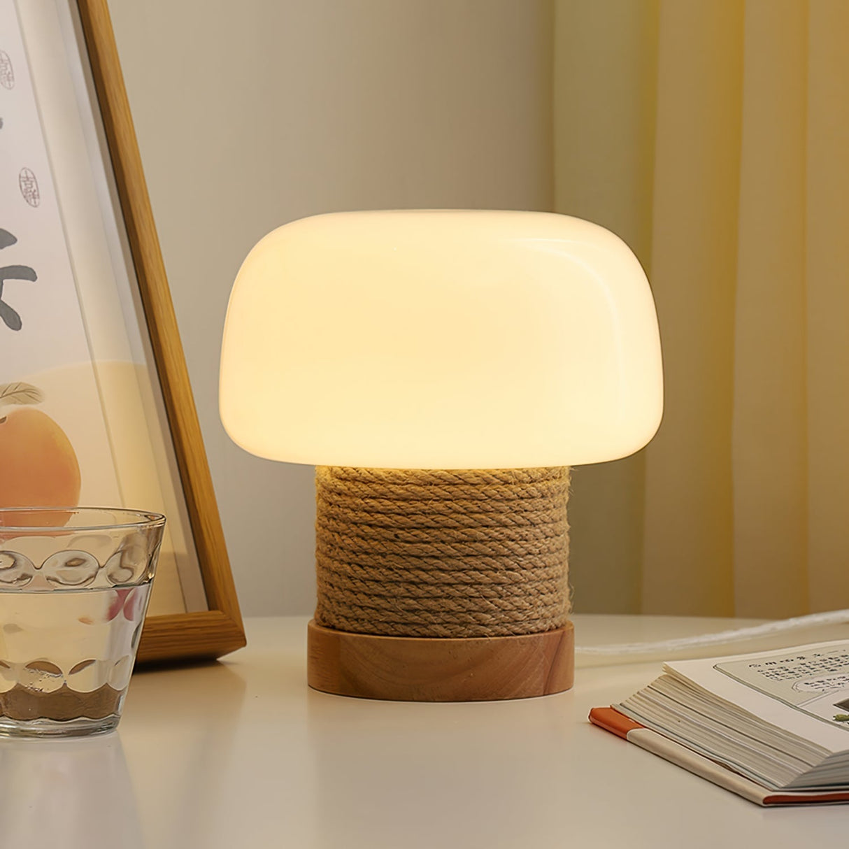 Modern Table Lamp Glass Shade with Hemp Cord Base - Product detail 10