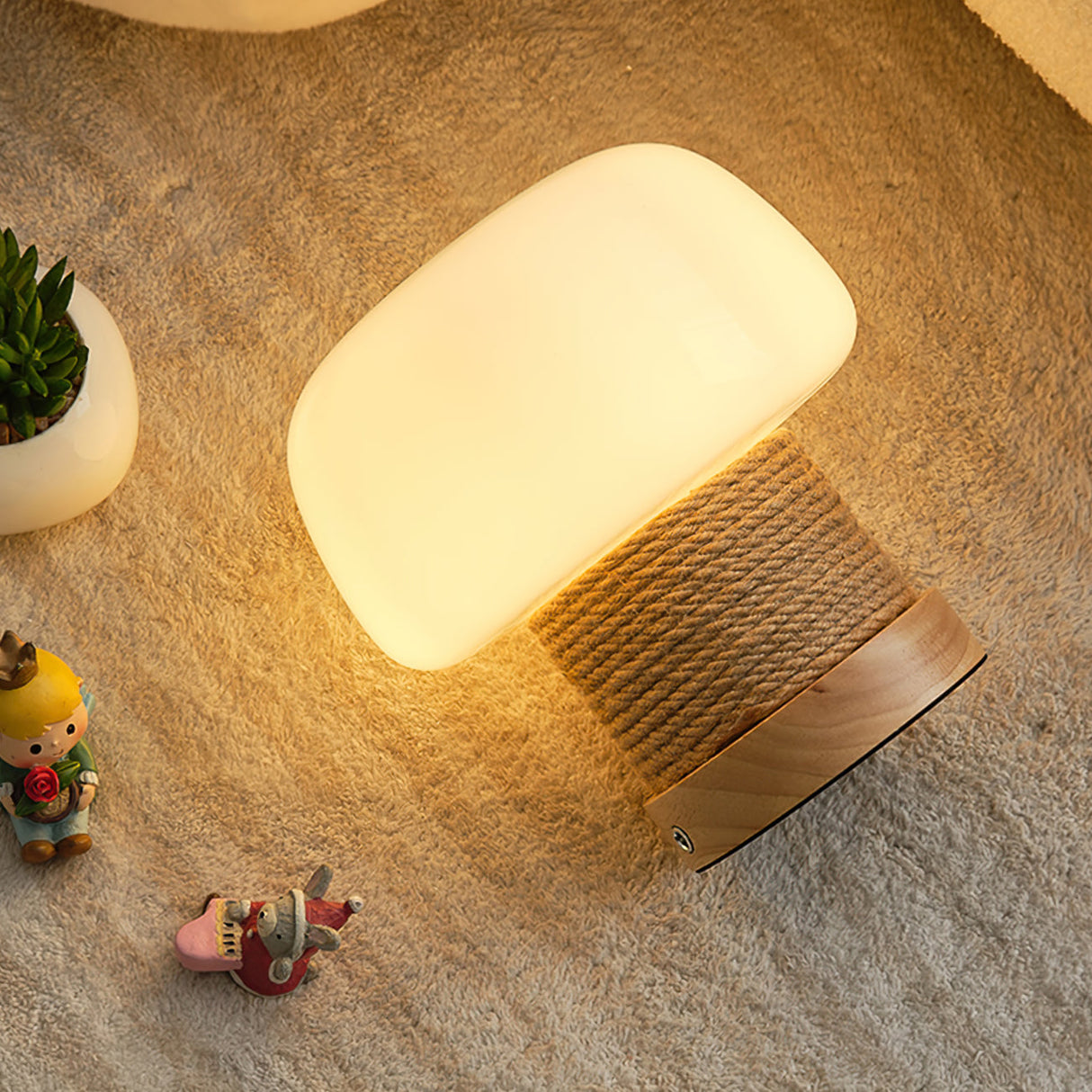Modern Table Lamp Glass Shade with Hemp Cord Base - Product detail 11