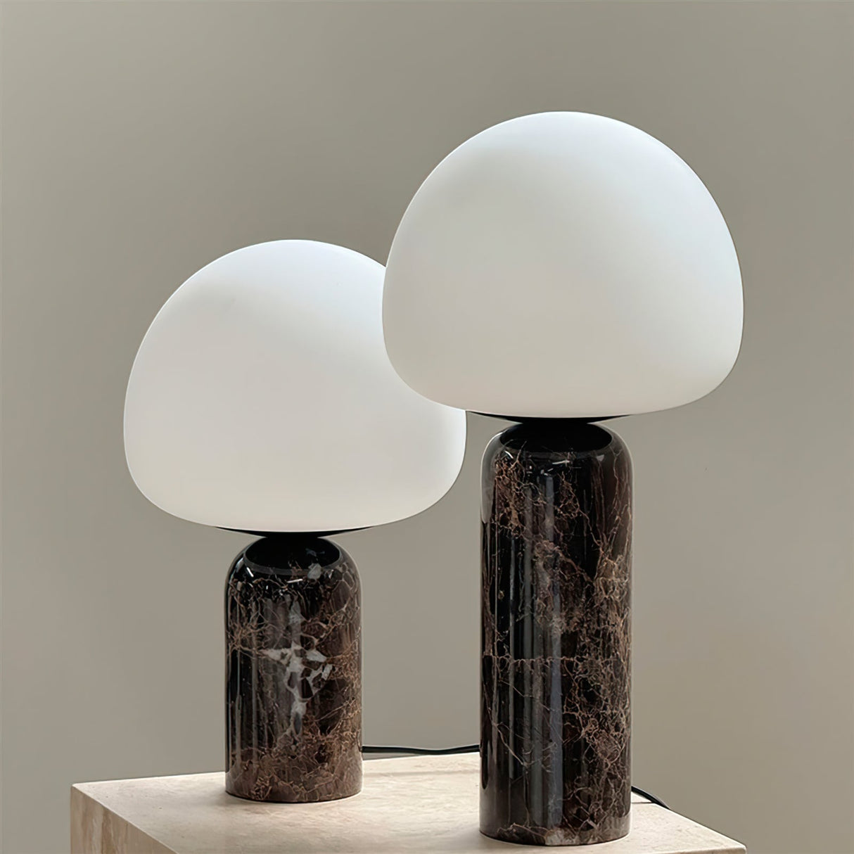 Marble Table Lamp Black Base White Glass Shade - Product detail 8