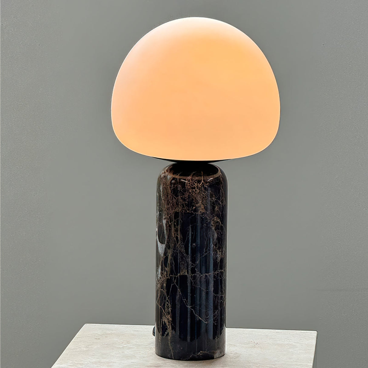 Marble Table Lamp Black Base White Glass Shade - Product detail 7