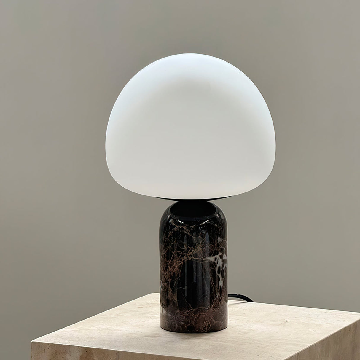 Marble Table Lamp Black Base White Glass Shade - Product detail 11