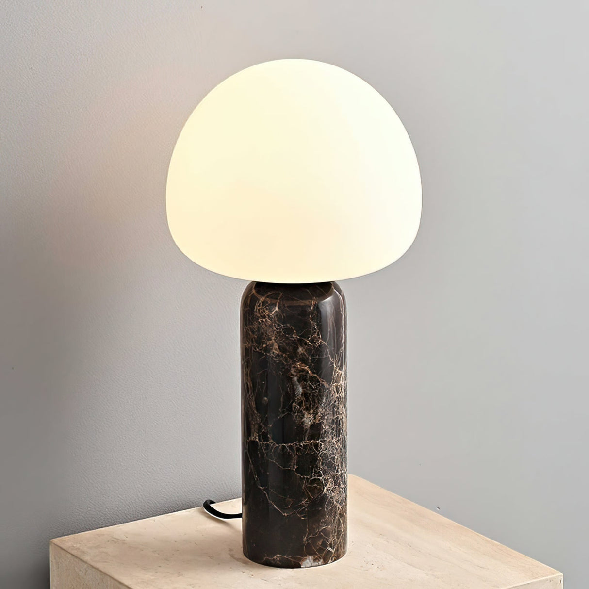 Marble Table Lamp Black Base White Glass Shade - Product detail 12