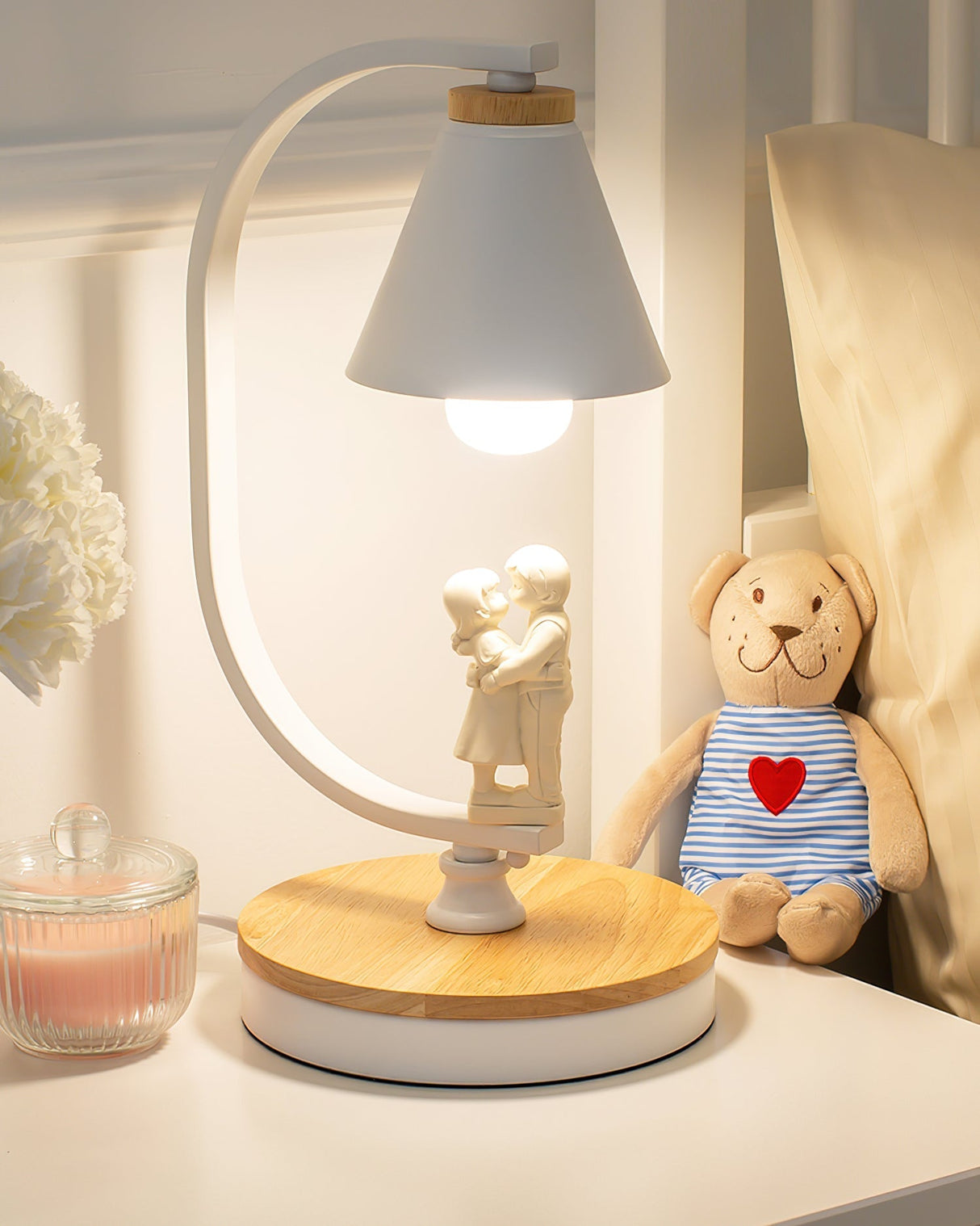 Nordic Table Lamp Bird Accent Wood Base Design - Product example