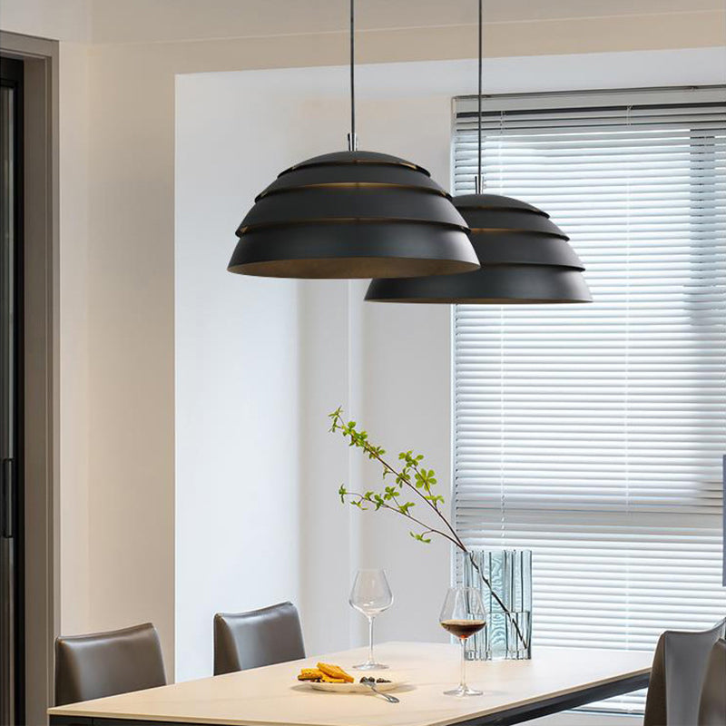 Modern Pendant Light Black Dome Layered Design - Product showcase