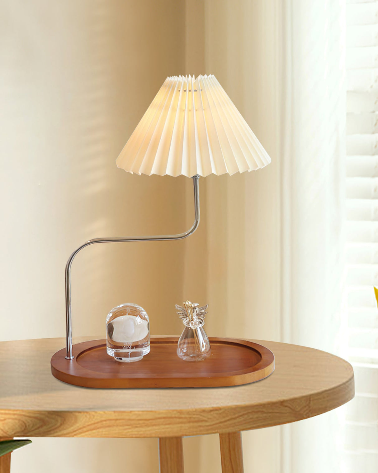 Modern Table Lamp Wood Base with Pleated Shade - Product detail 10