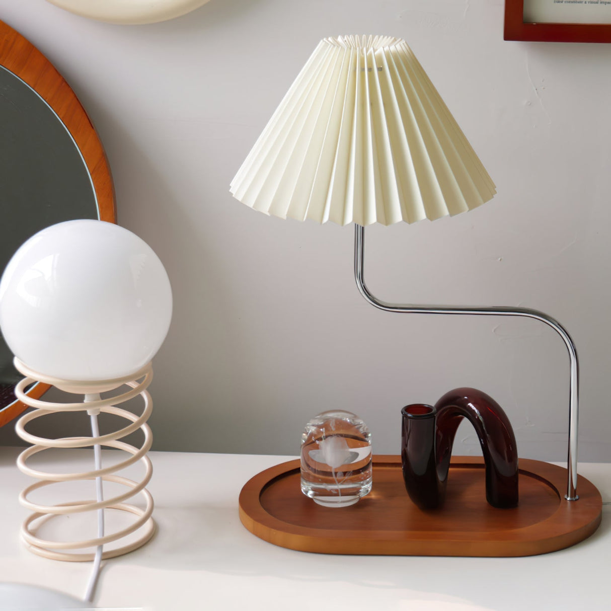 Modern Table Lamp Wood Base with Pleated Shade - Product detail 9