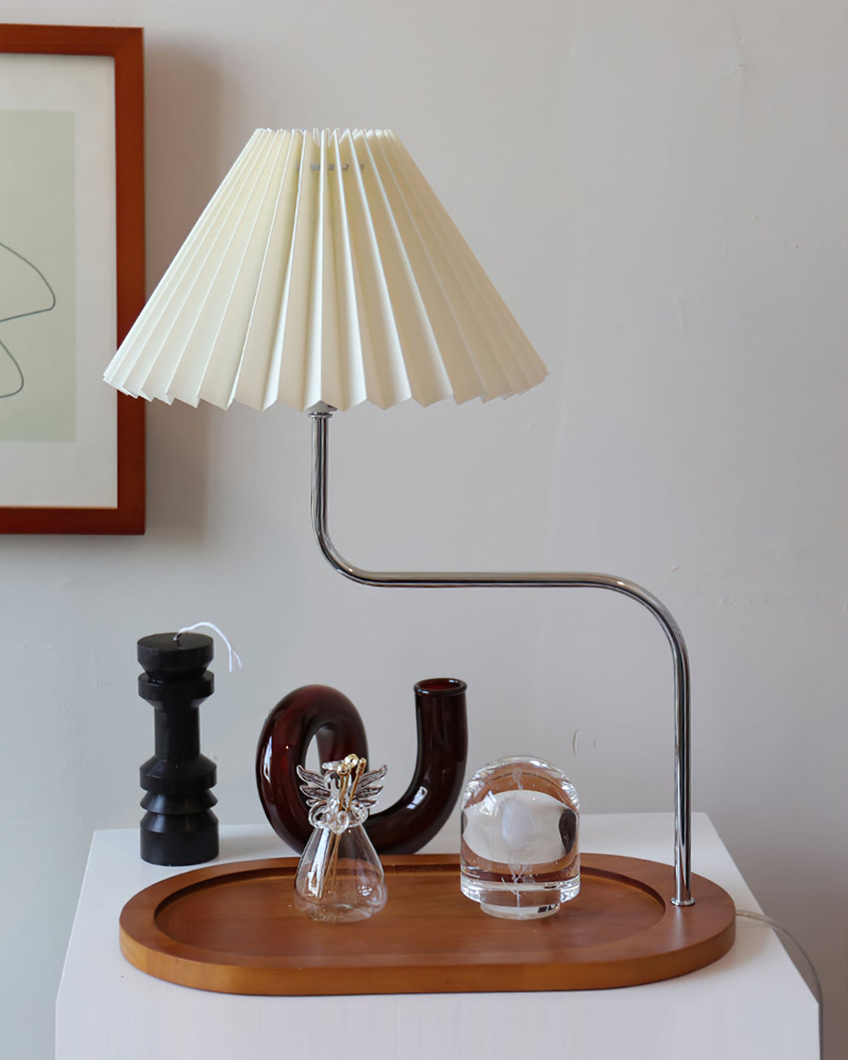 Modern Table Lamp Wood Base with Pleated Shade - Product detail 15