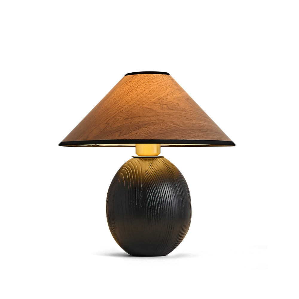 Wooden Table Lamp Black Base with Walnut Shade - Product detail 21