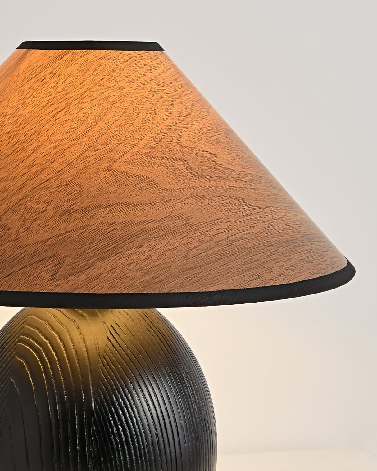 Wooden Table Lamp Black Base with Walnut Shade - Product detail 6