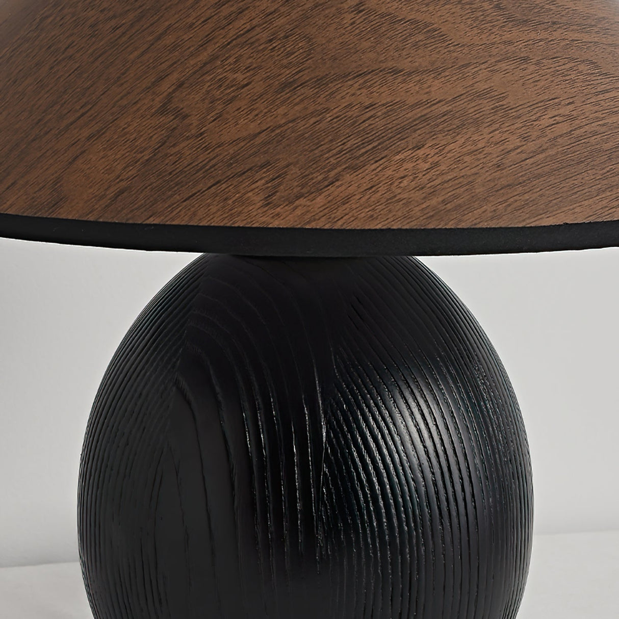 Wooden Table Lamp Black Base with Walnut Shade - Product detail 7