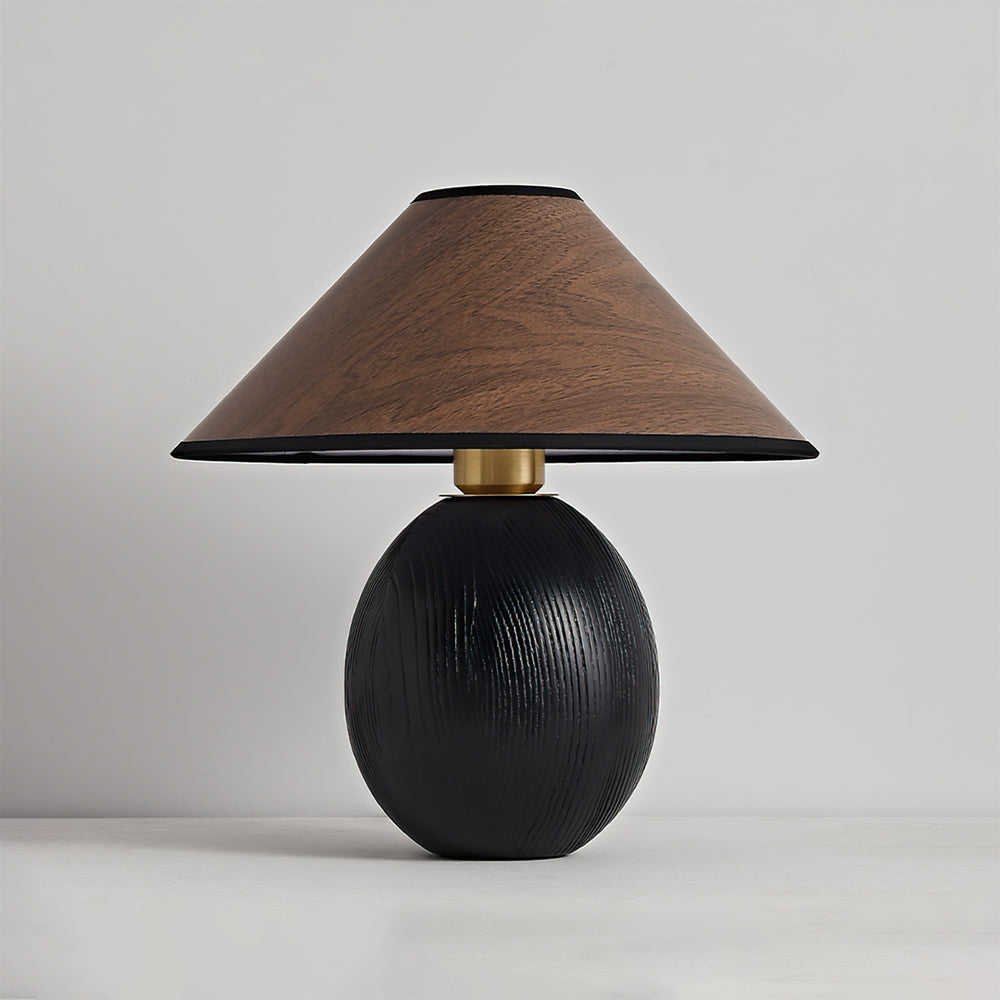 Wooden Table Lamp Black Base with Walnut Shade - Product detail 19