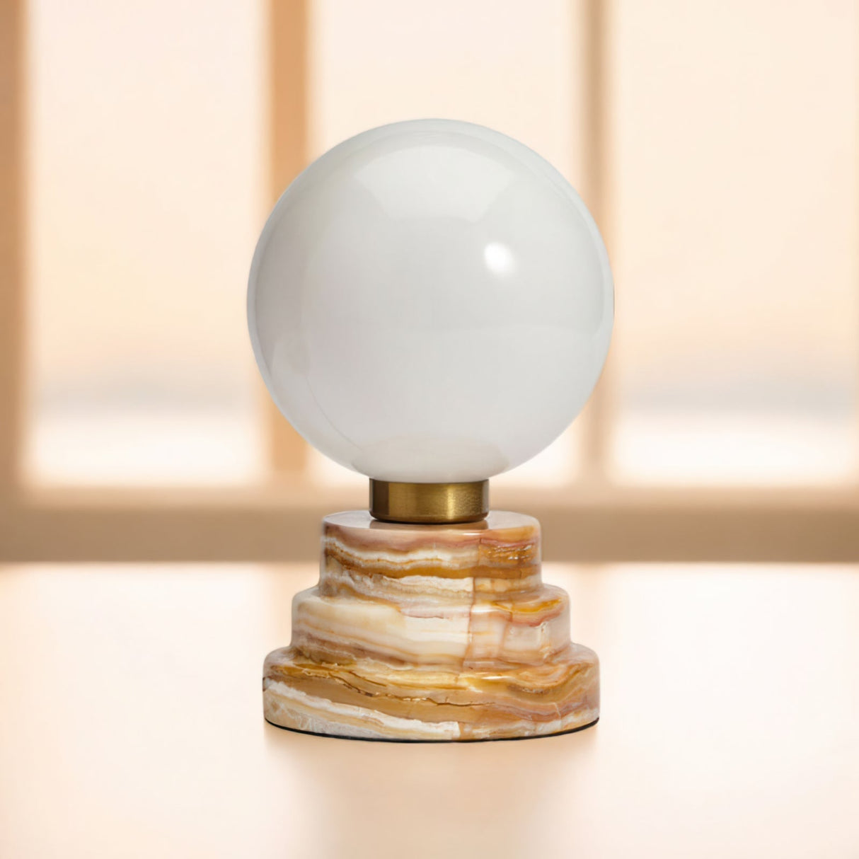 Modern Marble Table Lamp Globe Glass Shade With Tiered Base - Product example