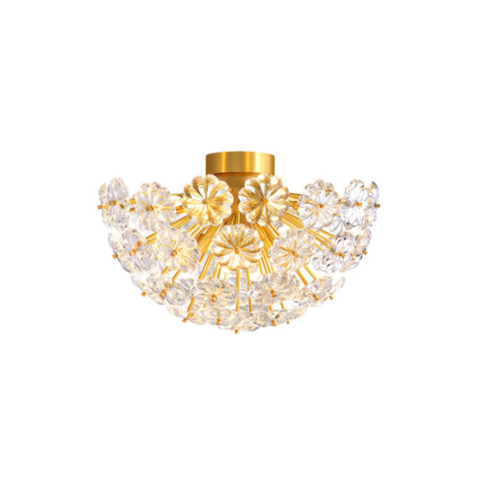Crystal Flower Ceiling Light Gold Metal Floral Design - Product detail 19