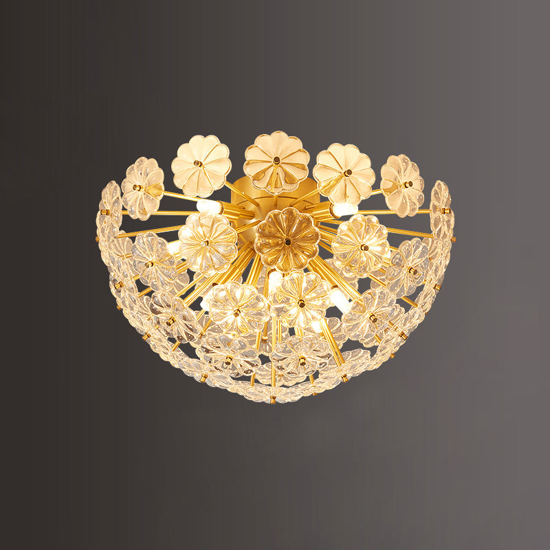 Crystal Flower Ceiling Light Gold Metal Floral Design - Product detail 22