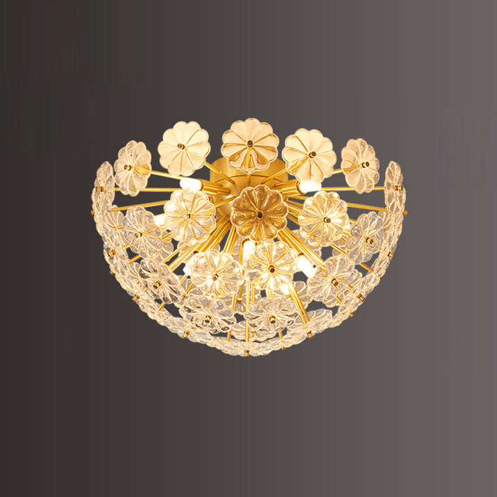 Crystal Flower Ceiling Light Gold Metal Floral Design - Product detail 21