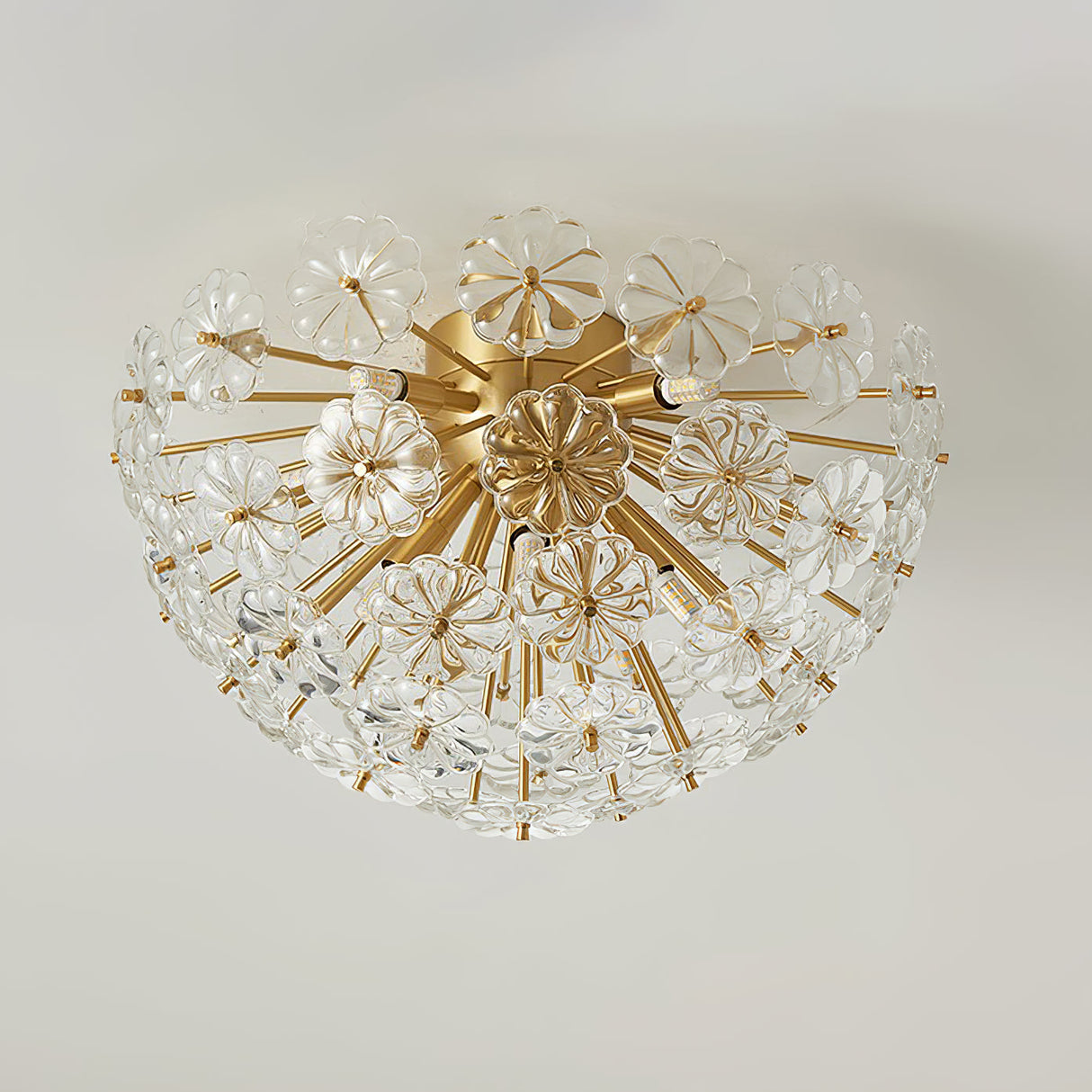 Crystal Flower Ceiling Light Gold Metal Floral Design - Product detail 14