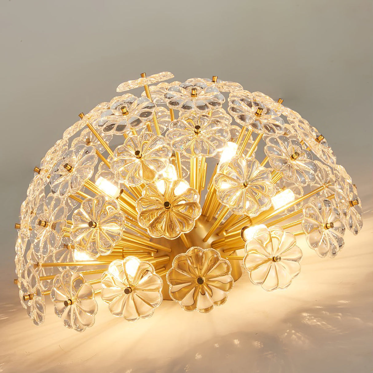 Crystal Flower Ceiling Light Gold Metal Floral Design - Product detail 15