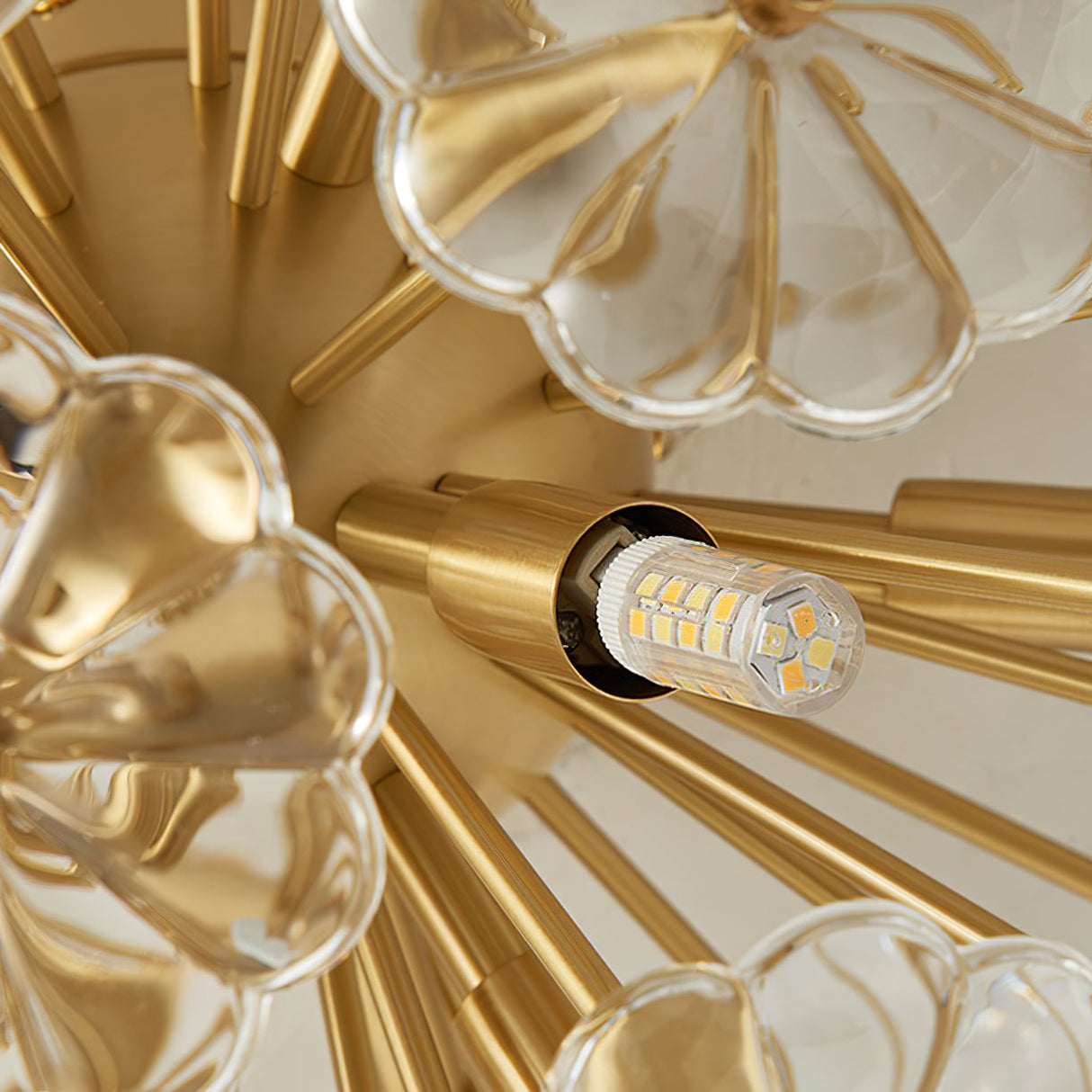 Crystal Flower Ceiling Light Gold Metal Floral Design - Product detail 11