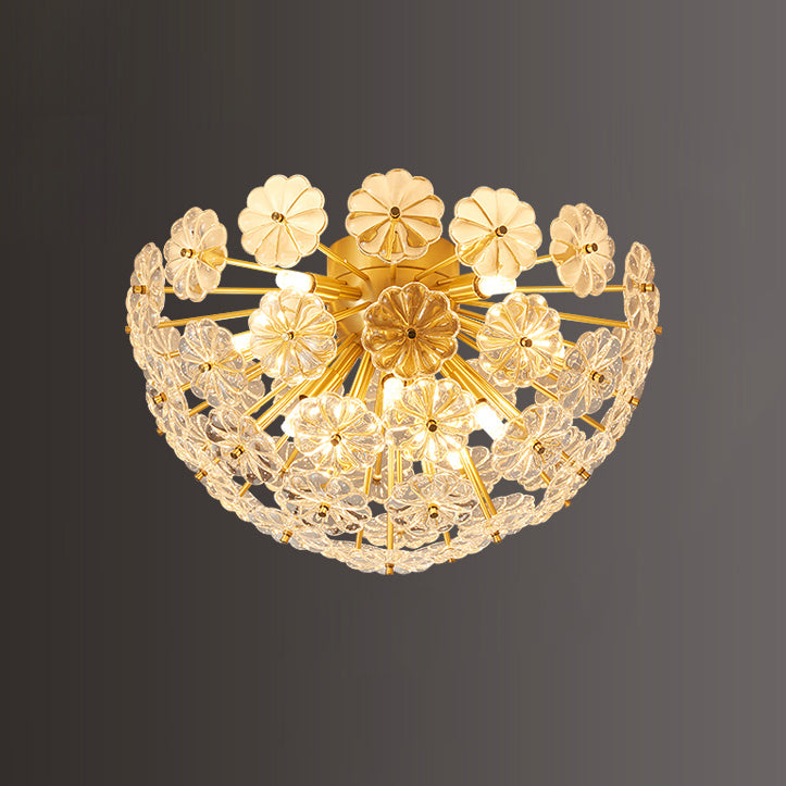 Crystal Flower Ceiling Light Gold Metal Floral Design - Product detail 23