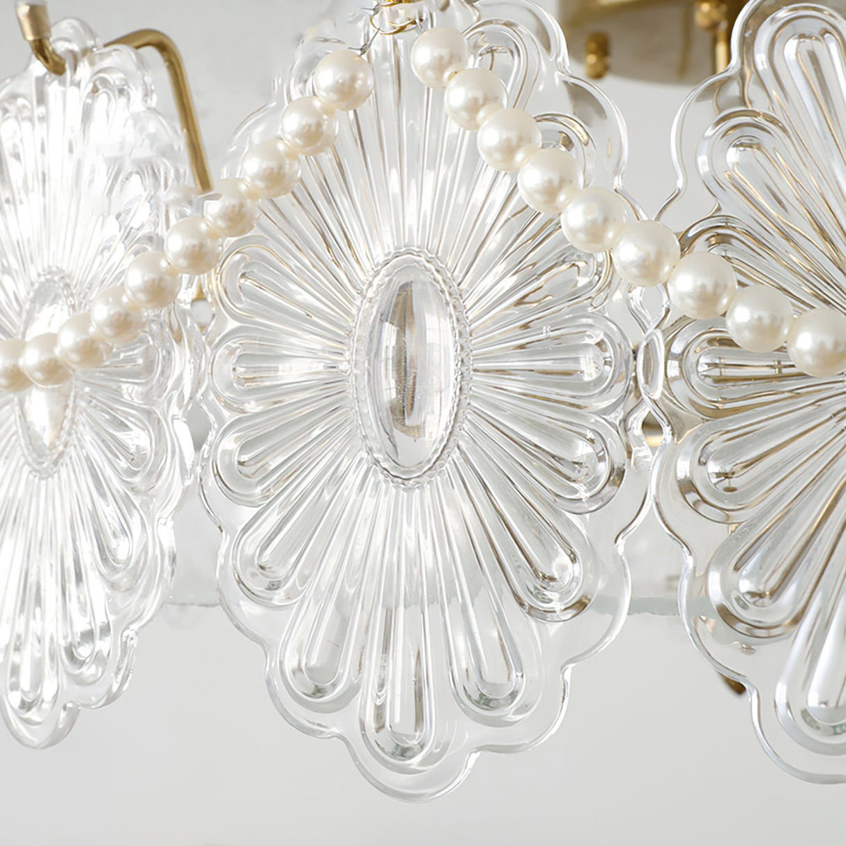 Floral Glass Ceiling Light Brass Frame with Petal Design - Product detail 4