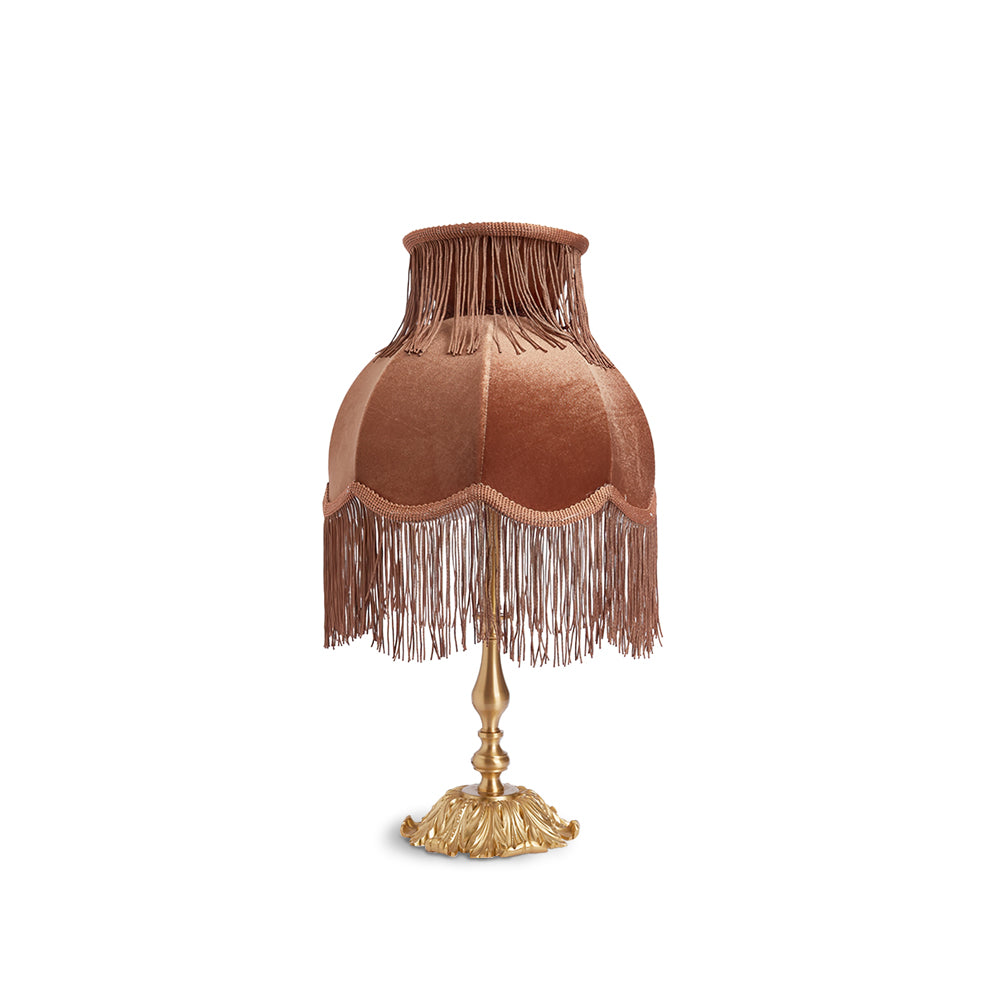 Vintage Table Lamp Brass Base with Fringed Velvet Shade - Product detail 36