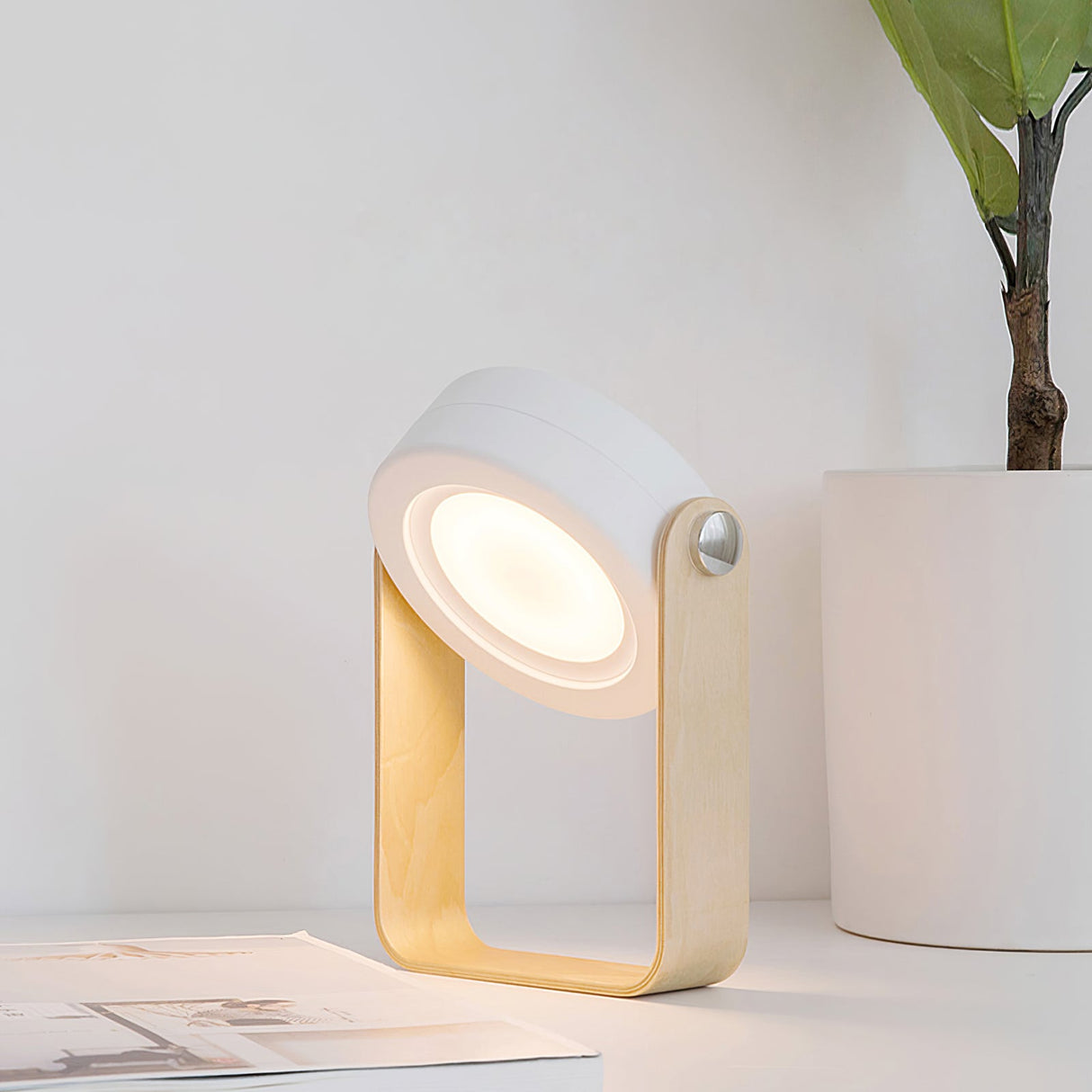 Portable Table Lamp Honeycomb Design with Wooden Handle - Product example